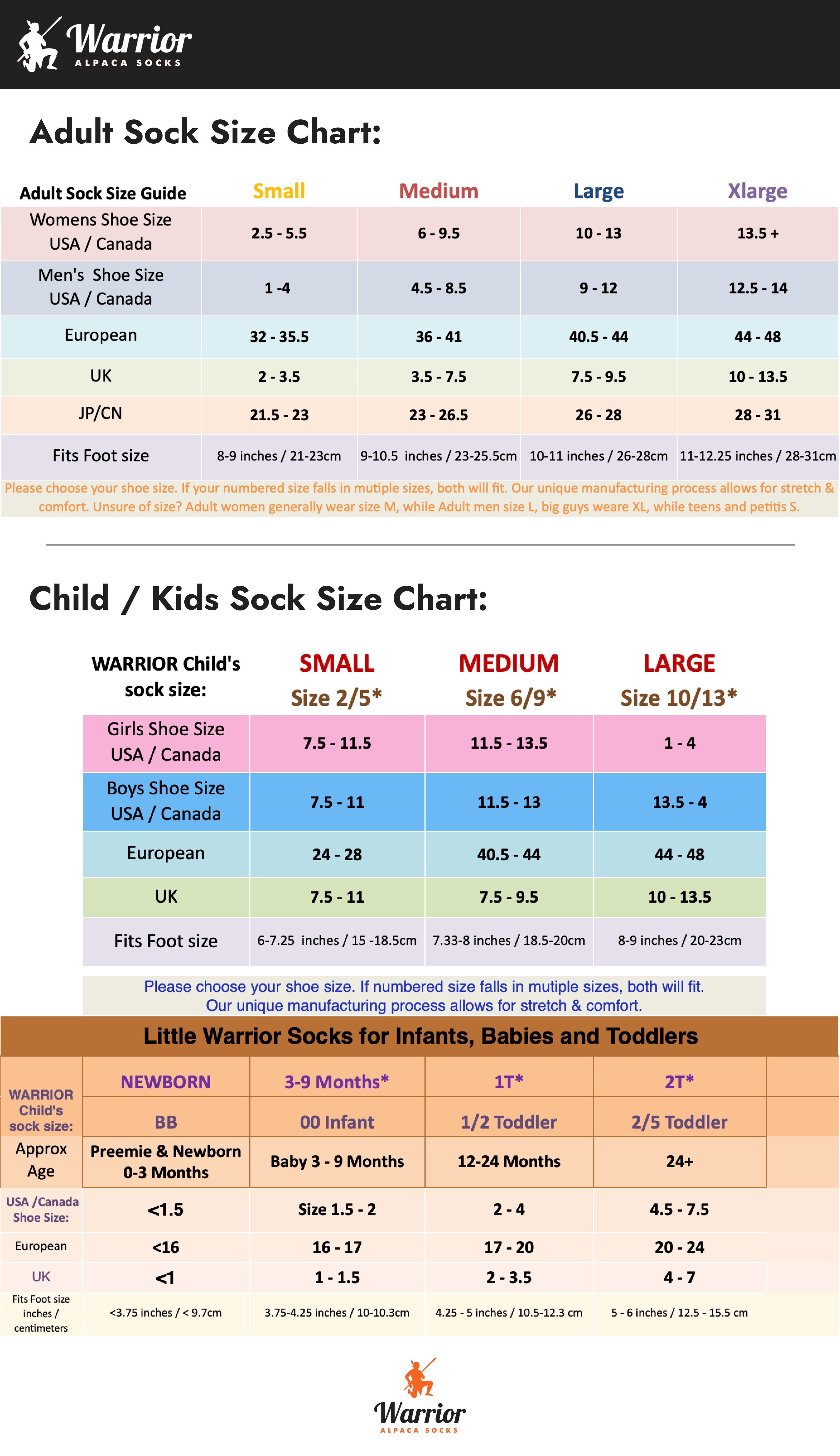 Baby Sock Size Chart | tunersread.com